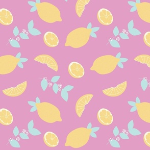 lemon, lemonade, citrus, summer, yellow, purple pink (medium size)