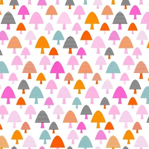 (S) Minimal Abstract Retro MUSHROOMS with stripes in Pink, Orange, Peach Fuzz on White