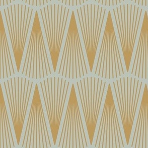 Art Deco Lines Scallops - Gold on Sage - Small Scale