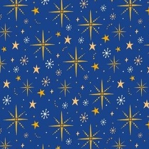 Christmas Holiday Gold Stars on Navy Blue