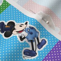 Steamboat Willie Sticker Panels 4x4 Colorful Patchwork for Peel and Stick Wallpaper Labels Gift Tags Iron on Appliques