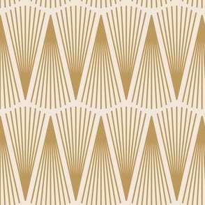 Art Deco Lines Scallops - Gold on Cream - Small Scale