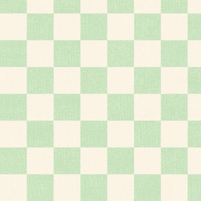 2'' square checkered in soft sage mint warm green on cream white | wavy linen gauze texture