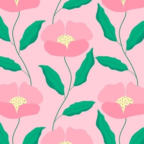 Medium//simple flower - pink - pink background 