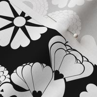 Wedding Doves and Hearts - White on Black - Large Scale