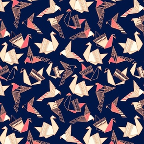 Origami Birds allover seamless pattern Textile Print