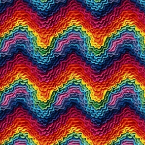 Smaller Colorful Waves of Rainbow Crochet Ruffles