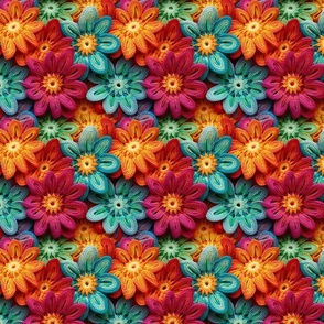 Smaller Colorful Crochet Daisy Flowers