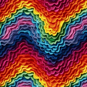 Big Colorful Waves of Rainbow Crochet Ruffles