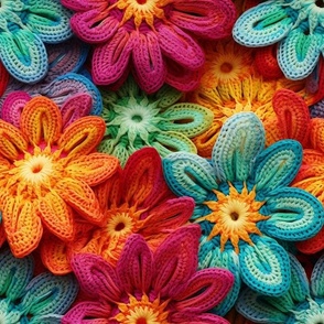 Big Colorful Crochet Daisy Flowers