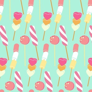 Enchanting Moments: Marshmallow on a Stick Pattern in Pink-Mint Hues