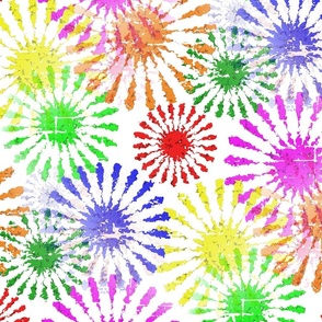 Colorful Distressed Floral Burst Abstract Art Pattern