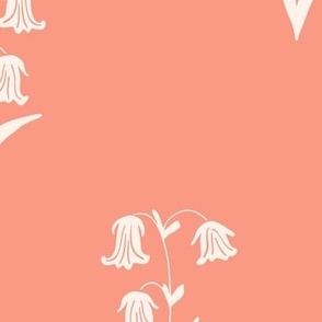 White Sparsely Spaced Flowers on a Peach Background Jumbo Scale
