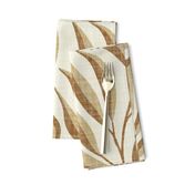 L. Climbing leafy vines in Scandinavian Style, japandi foliage. Large scale | sandy beige leaves on textured warm cream white