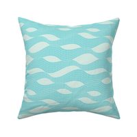 Tennis net with blue pool sea glass waves pattern