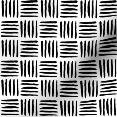 Checkered Brush Stroke handpainted black white