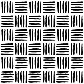 Checkered Brush Stroke handpainted black white