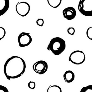 Circles Brush Stroke hand painted black white pattern