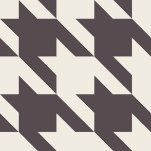 JUMBO houndstooth - creamy white_ purple brown - simple classic geometric
