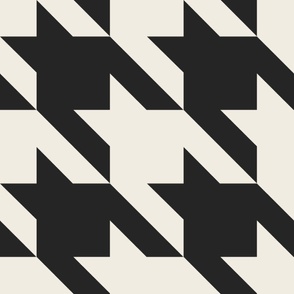 JUMBO houndstooth - creamy white_ raisin black - simple classic geometric