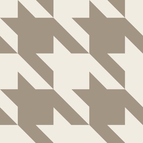 JUMBO houndstooth - creamy white_ khaki brown - simple classic geometric