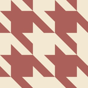JUMBO houndstooth - fresh zest neutral_ wild poppy red - simple classic geometric