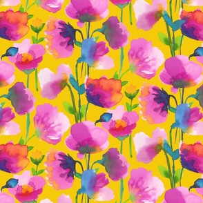 I love poppies - Yellow background - medium scale