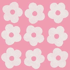 Off white flowers on pink background - large