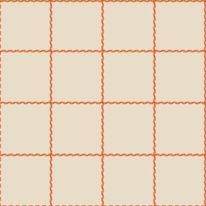orange squiggle grid on cream background - large