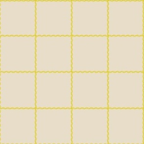 yellow squiggle grid on cream background - large