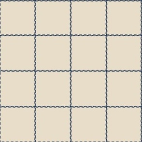 dark blue squiggle grid on cream background - large