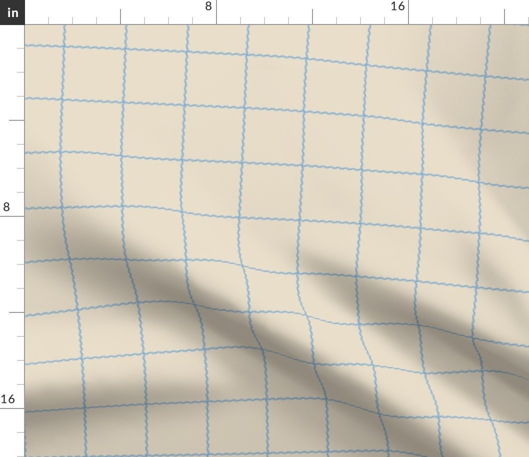 light blue squiggle grid on cream background - large
