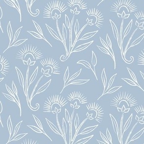 Painterly Vintage Floral | MED Scale | Powder Blue, White