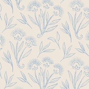 Painterly Vintage Floral | MED Scale | Ivory, Powder Blue