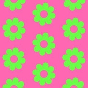 Retro Cutout Daisies in Hot Pink and Neon Green