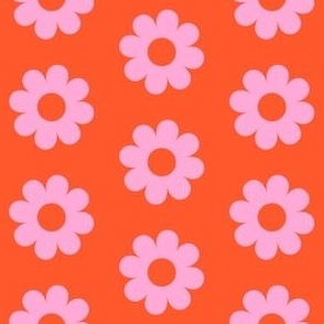 Retro Cutout Daisies in Shocking Orange and Light Pink