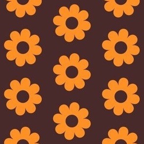 Retro Cutout Daisies in Chocolate Brown and Saffron Orange