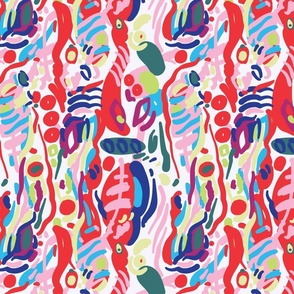 Modern Bold Abstract in Red Pink Blue Green and Yellow