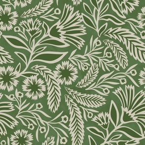 SYLVIA grand-millennial trailing florals, green