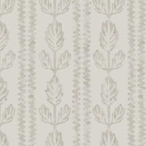 COLETTE textured rows of wavy lines and block-print inspired and watercolor-like leaves in neutral Beige