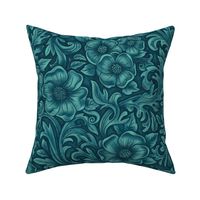 Medium scale turquoise floral western