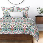 scandi folk flowers teal black white pink