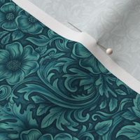 Tiny turquoise tooled floral