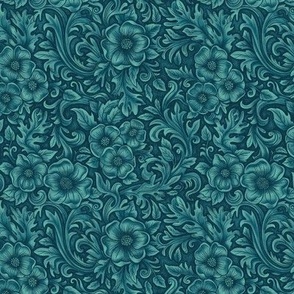 Tiny turquoise tooled floral