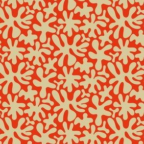 Abstract Amoebas - Matisse Inspired Shapes - Neutral Red + Tan