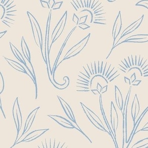 Painterly Vintage Floral | LG Scale | Ivory, Powder Blue