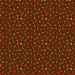 Ditsy Floral - Neutral Flowers - Red + Brown + Green