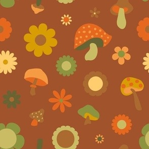 Groovy Daisy + Mushroom Toss in Caramel Brown