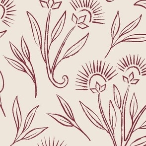 Painterly Vintage Floral | LG Scale | Ivory, Burgundy Red