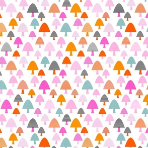 (XS) Minimal Abstract Retro MUSHROOMS with stripes in Pink, Orange, Peach Fuzz on White